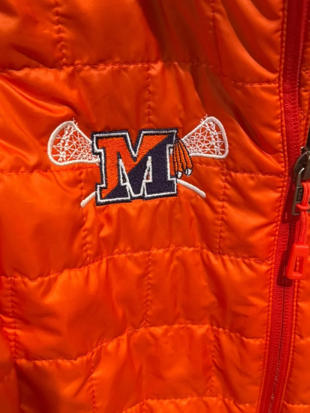 Patagonia Nano Puff Vest Women Small Puffer Full Zip Primaloft EUC Orange Logo - Picture 4 of 9